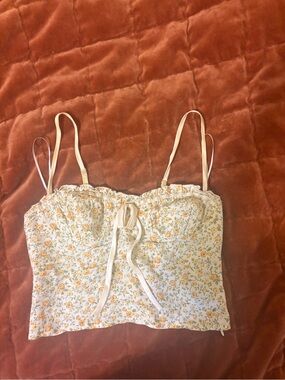 Reformation Floral Tie-Front Bustier cami Top - Yellow Floral
